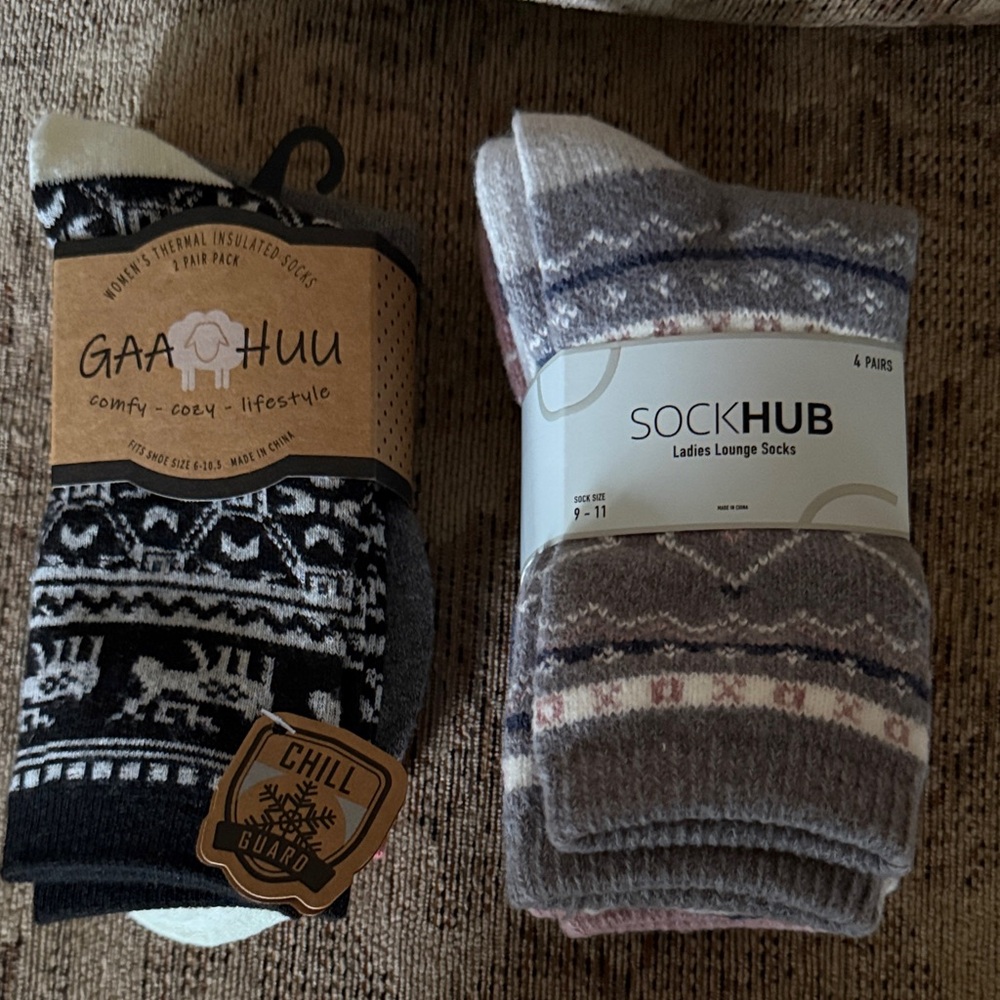Ladies Lounge Socks - Gray and Pink